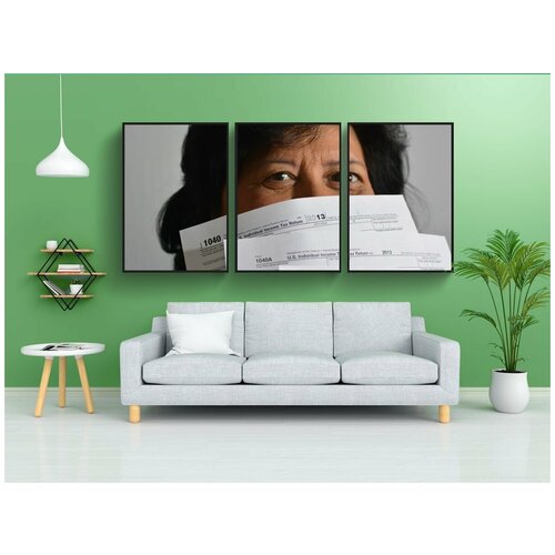 фото Набор модулных постеров для интерьера "налоги, счета, женщина" 60x90 см. в тубусе, без рамки lotsprints