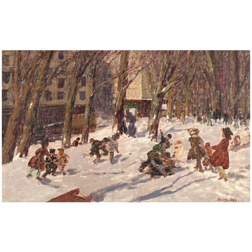 фото Репродукция на холсте зима, парк хай-бридж лакс джордж 65см. x 40см. твой постер