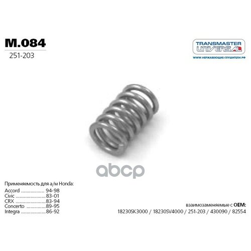 Пружина Винтовая Коническая TRANSMASTER UNIVERSAL арт m084 558₽