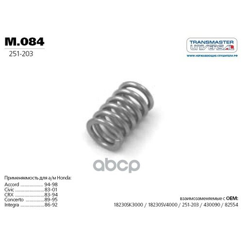Пружина Винтовая Коническая TRANSMASTER UNIVERSAL арт. m.084