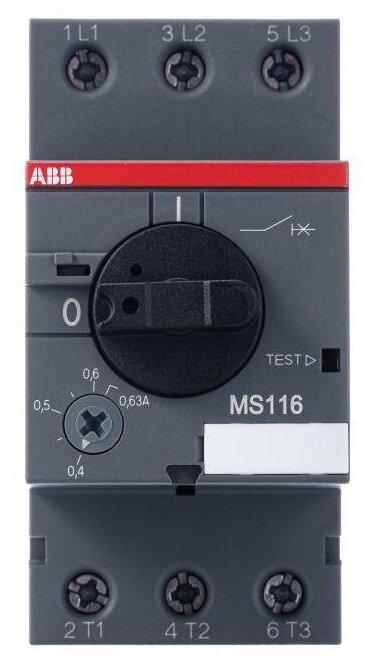 Автомат защиты двигателя MS116 0,63-1A 50kA ABB 1SAM250000R1005 - фотография № 4