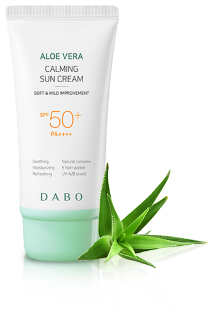 DABO Солнцезащитный крем с экстрактом Алоэ Вера/ALOE VERA CALMING SUN CREAM SPF50+ PA++++/корейская косметика/солнцезащитный крем