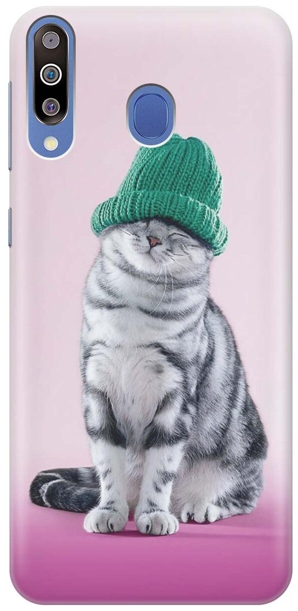 GOSSO Ультратонкий силиконовый чехол-накладка для Samsung Galaxy M30 с принтом "Кот в зеленой шапке"