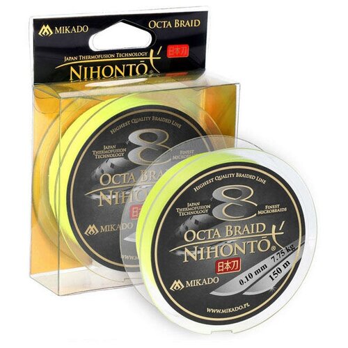 Плетеный шнур Mikado NIHONTO OCTA BRAID 0,16 fluo (150 м) - 12.90 кг. mikado шнур nihonto octa braid 0 28 fluo 150м 27 40кг