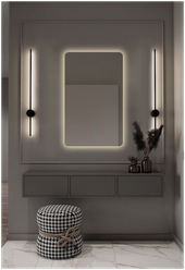 Зеркало для ванной Prisma 60*80 прямоугольное вертикальное "парящее" с тёплой LED-подсветкой