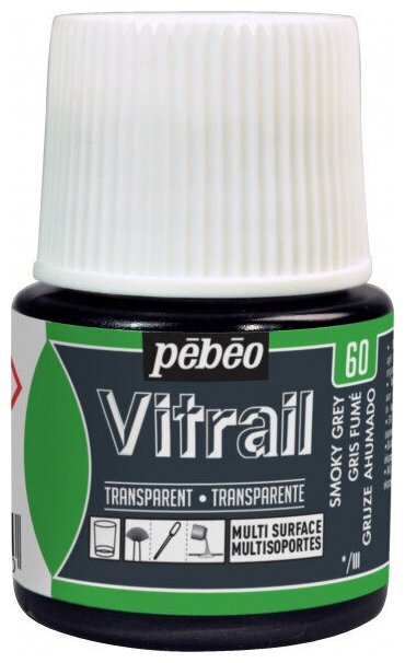 Краска для стекла и металла Vitrail лаковая прозрачная Pebeo 45 мл 050-060 серый