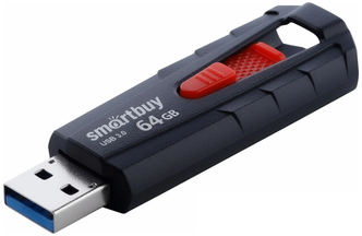 Флеш-накопитель USB 3.0/3.1 Gen1 Smartbuy 64GB IRON Black/Red (SB64GBIR-B3)