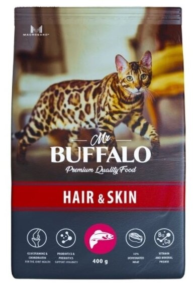 Сухой корм для кошек Mr.Buffalo ADULT HAIR & SKIN лосось 0,4кг - фотография № 3