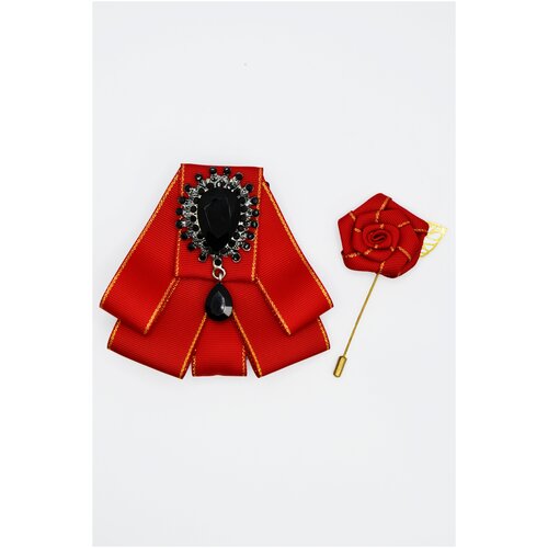 Подарочный набор галстука-бабочка + брошь , красная