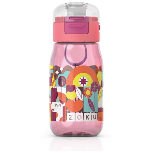 Бутылочка детская с крышкой 475 мл розовая