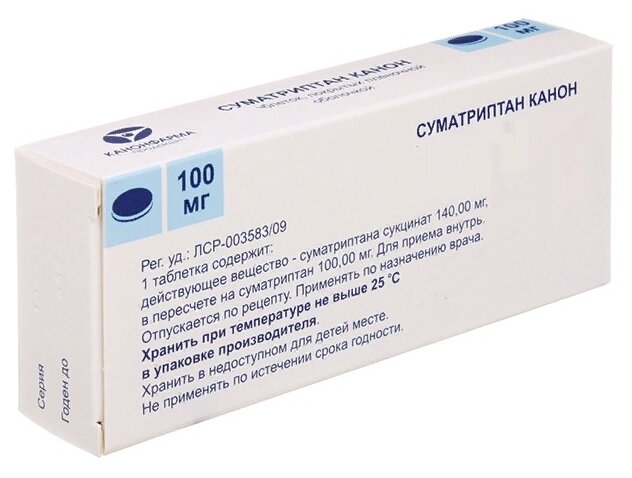 Суматриптан Канон таб. п/о плен. - инструкция, показания к применению ...