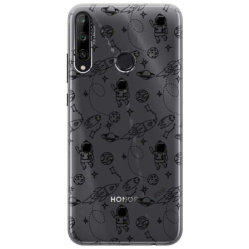 фото Ультратонкий силиконовый чехол-накладка clearview 3d для huawei p40 lite e / honor 9c с принтом "space" gosso