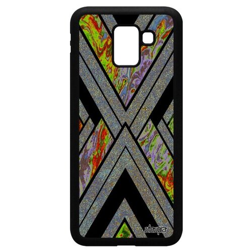 фото Ударопрочный чехол на смартфон // galaxy j6 2018 // "икс-орнамент" рисунок стиль, utaupia, серый