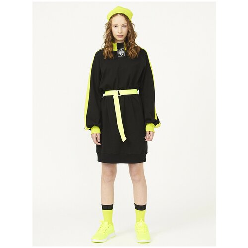 Модное платье для девочки/черный-лимон/размер 152