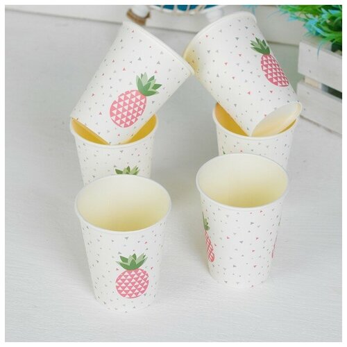 фото Стакан бумажный «ананас», 250 мл, набор 6 шт. страна карнавалия