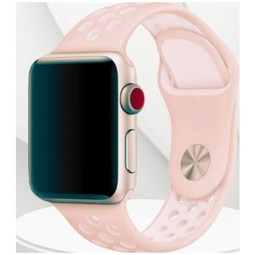 Силиконовый ремешок для Apple Watch 42/44/45mm (Розовый-белый)
