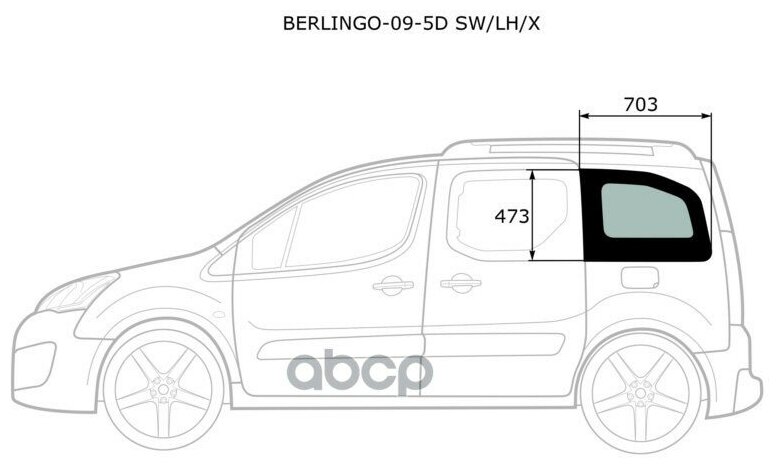 XYG BERLINGO095DSWLHX Стекло кузова собачник под сдвижную дверь заднее левое CITROEN BERLINGO/PEUGEOT PARTNER 08-