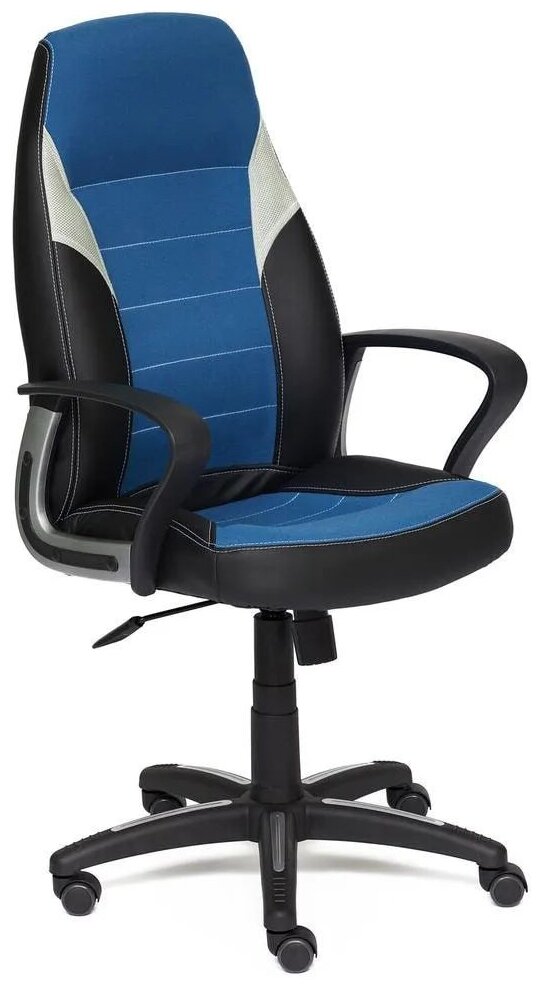 Кресло компьютерное Tetchair INTER экокожа ткань черный синий серый