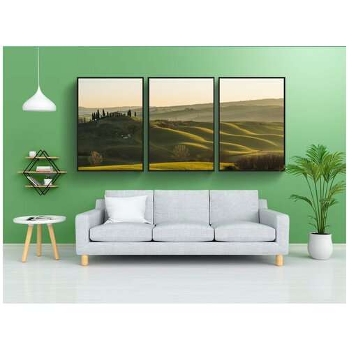 фото Набор модулных постеров для интерьера "тоскана, солнце, холмы" 60x90 см. в тубусе, без рамки lotsprints