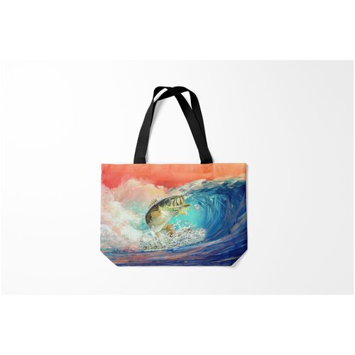 фото Сумка-шоппер / 46х35 см / морские жители / рыбы клевая рыбалка burnettie