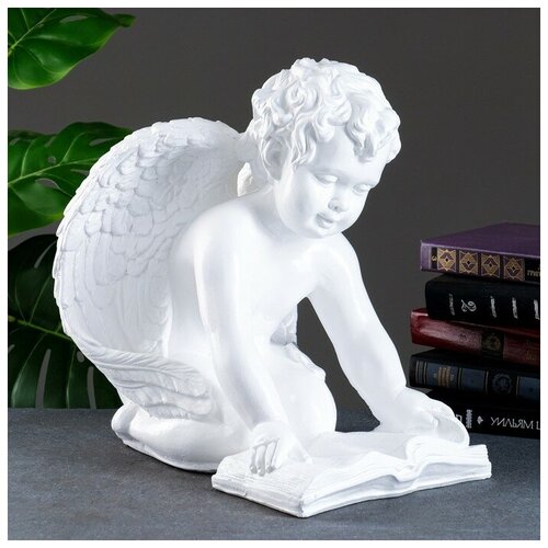 Фигура Ангел сидя большой читающий белый, 34х36х29см