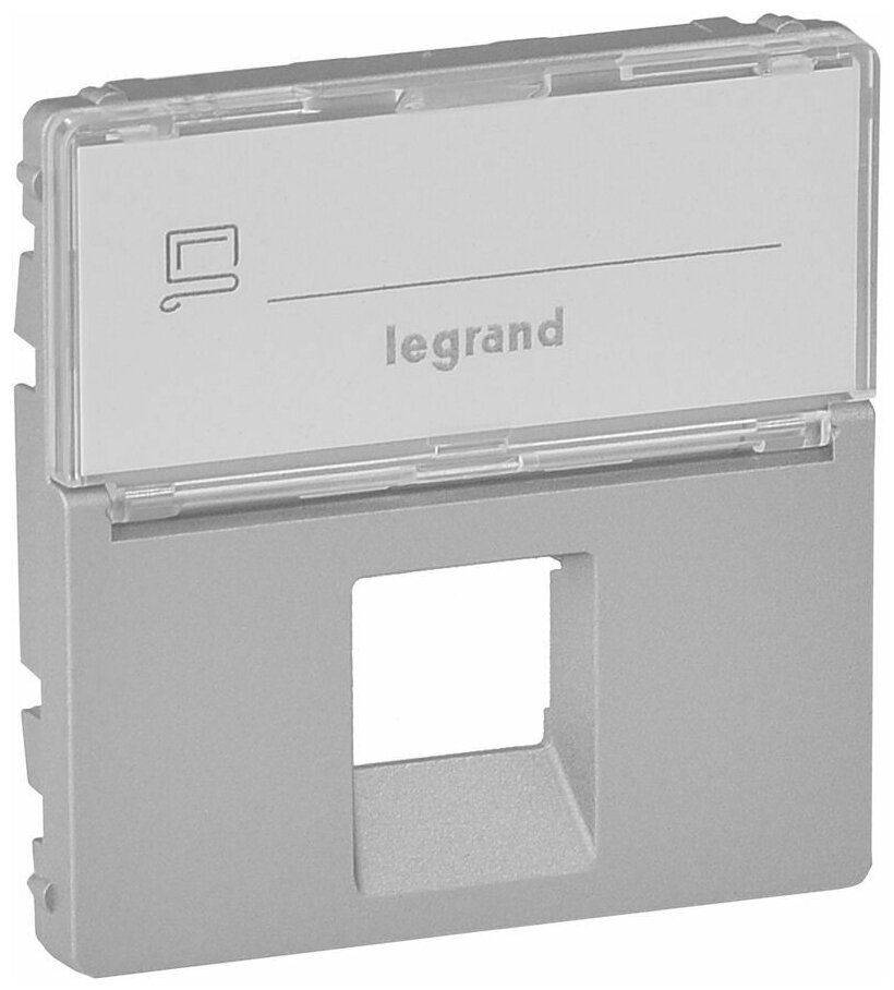 Legrand (Легранд) Лицевая панель - Valena Life - для розеток RJ 45 Кат. № 7 530 42/44/46/48/70 с держателем маркировки - алюминий 755472