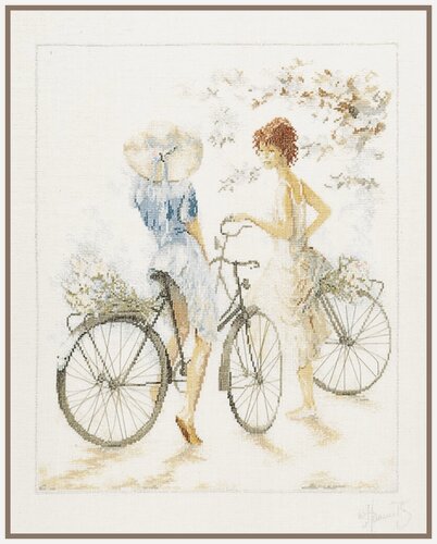 Изображение товара PN-0007949 Набор для вышивки крестом LanArte Girls on Bicycle "Девушки на велосипедах"