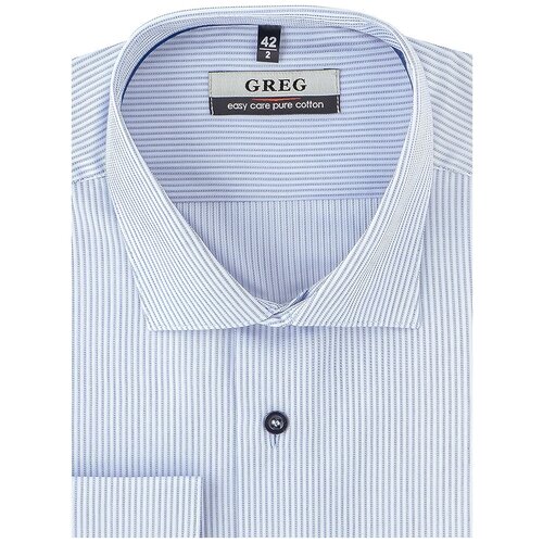 фото Рубашка мужская длинный рукав greg 211/111/8001/1p_gb, прямой силуэт / сlassic fit, цвет голубой, рост 164-172, размер ворота 45