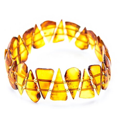 фото Amberholl плоский браслет из натурального прозрачного янтаря коньячного цвета «треугольники»
