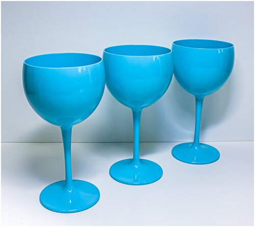 Набор бокалов для вина Balloon голубой с мраморными разводами из поликарбоната, многоразовые