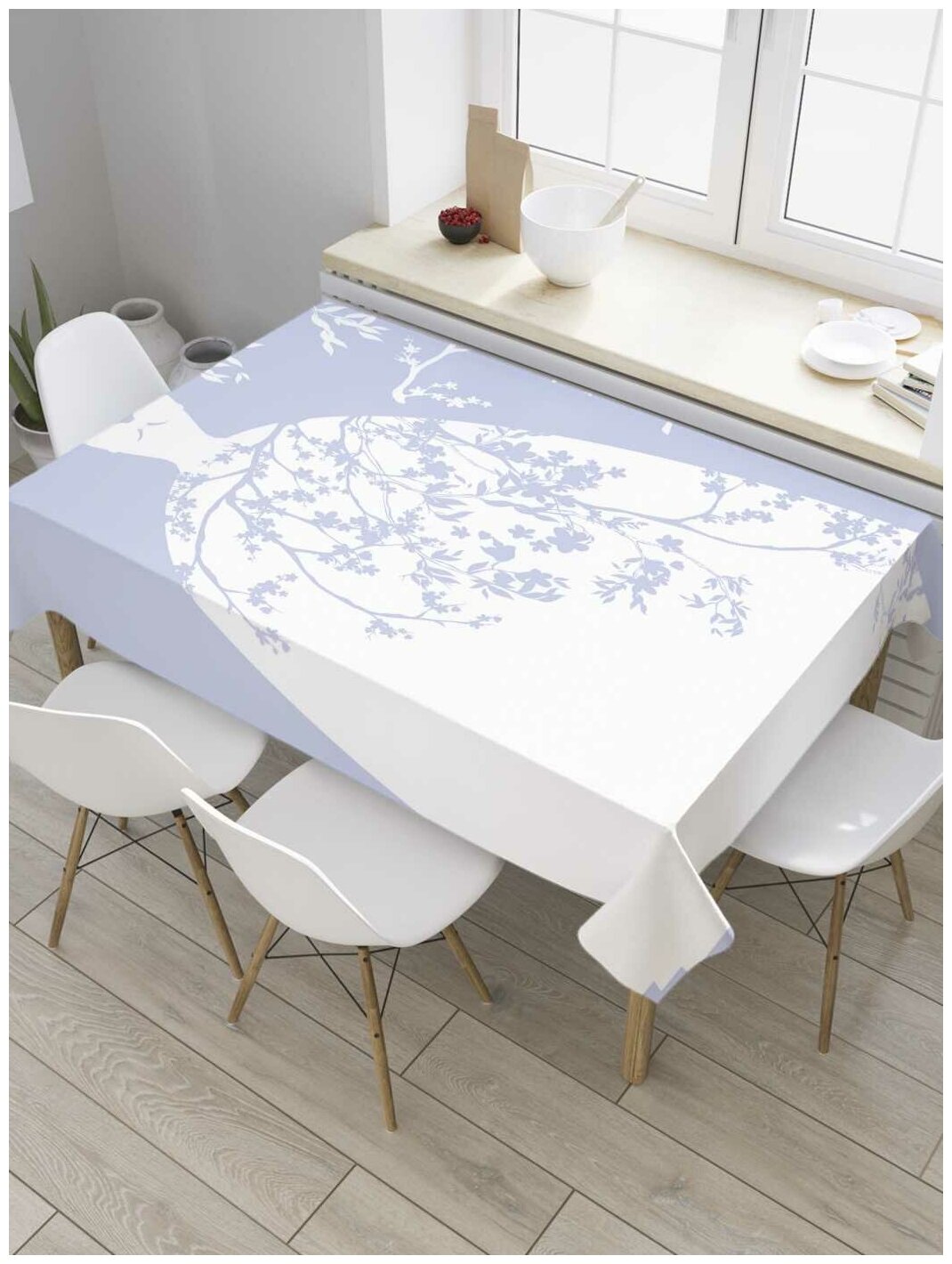 Прямоугольная водоотталкивающая скатерть на стол "Платье невесты" 145х180, JoyArty