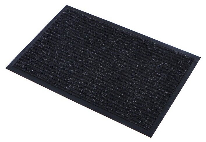 Коврик придверный влаговпитывающий, ребристый, «Стандарт», 40x60 см, цвет чёрный - фотография № 2