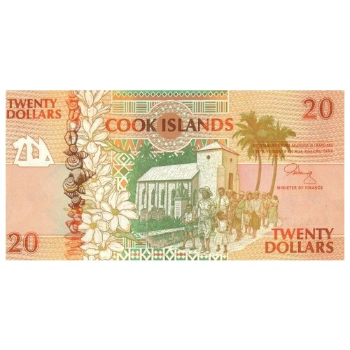 Острова Кука 20 долларов 1992 г «Острова Нгапутору и Мангаиа» UNC острова кука 50 долларов 1992