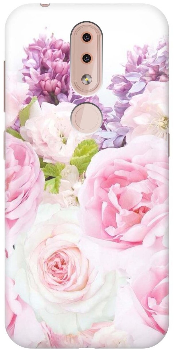 GOSSO Ультратонкий силиконовый чехол-накладка для Nokia 4.2 с принтом "Розовый букет"