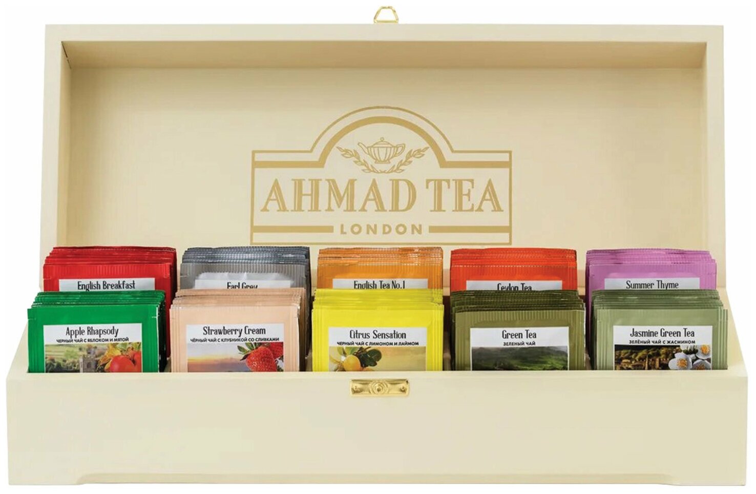 Чайное ассорти Ahmad Tea Коллекция Ahmad Tea в шкатулке из дерева в пакетиках, 190 г - фото №10