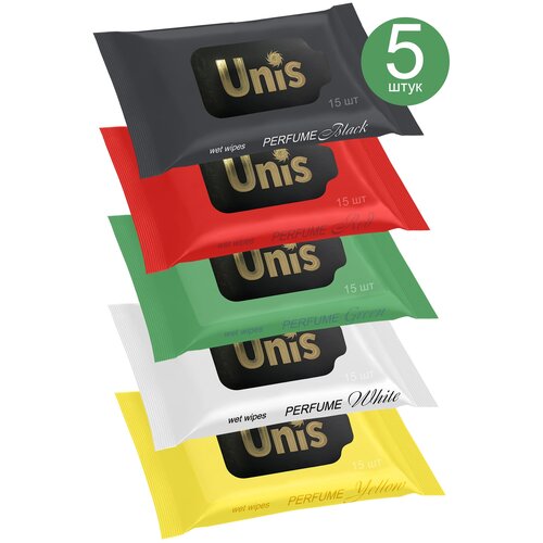 KG329636 Набор влажных салфеток Invista Unis антибактериальные, ароматизированные, 15 шт/5 уп