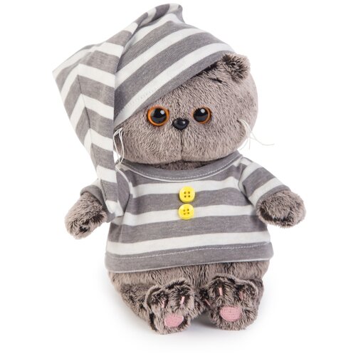 Мягкая игрушка Basik&Co Кот Басик baby в пижамке, 20 см, серый новогодний подарок budi basa степан набор конфет в мягкой игрушке 450 г