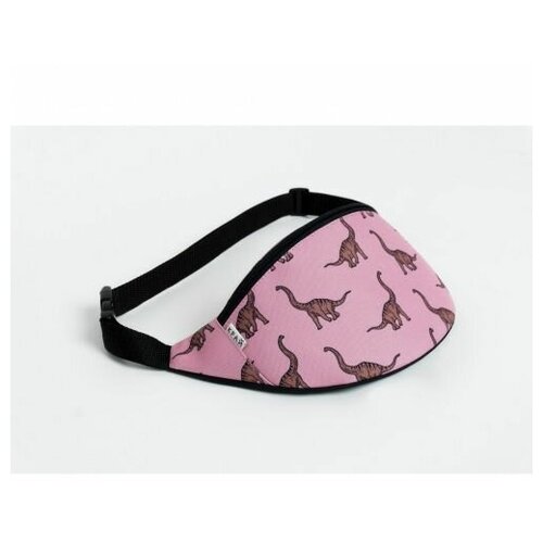Поясная сумка Край с динозаврами Диплодок, розовая
