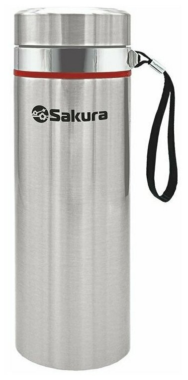 Термос Sakura TH-02-1000S (10) с ситом и ручкой серебрернный.