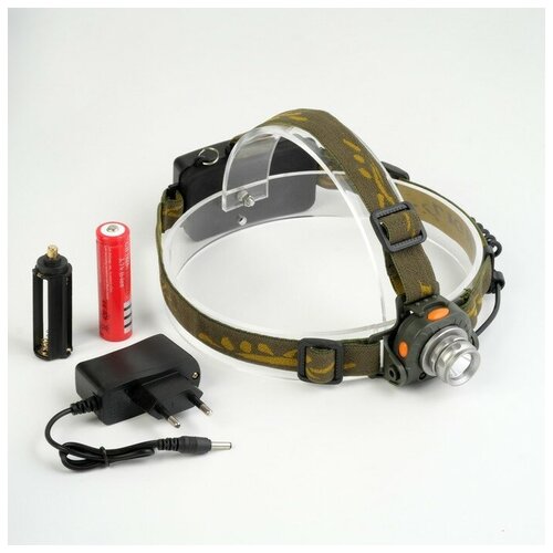 фото Фонарь налобный аккумуляторный, 3 режима, 5 х 6.5 см, от сети 220 вт, микс нет бренда