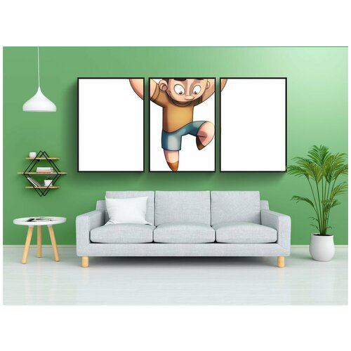 фото Набор модулных постеров для интерьера "мальчик, прыжки, джой" 60x90 см. в тубусе, без рамки lotsprints