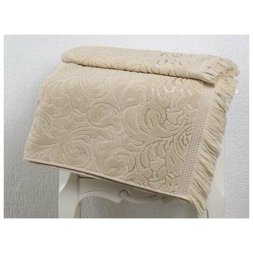 фото Полотенце из хлопка жаккардовое karna esra бежевое 90х150