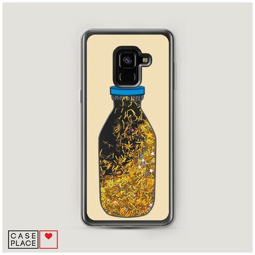 фото Чехол жидкий с блестками samsung galaxy a8 2018 бутылка dreams case place