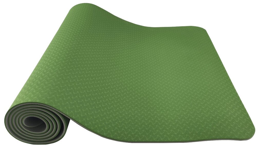 Коврик для йоги фитнеса пилатеса гимнастики нескользящий прочный по немецкой технологии, Шакти, зеленый, размер 183 и 0,6 см