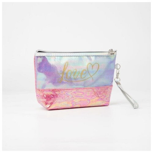 фото Косметичка на молнии, с ручкой, цвет малиновый