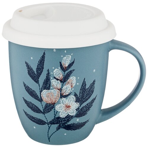 фото Кружка lefard с силиконовой крышкой кофемания 400 мл, синяя (756-222)