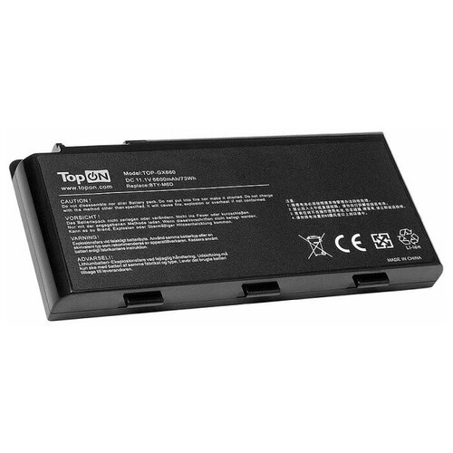 фото Аккумулятор для ноутбука msi erazer x6811, gx680, gx780, gt660, gt780 series. 11.1v 6600mah 73wh. pn: bty-m6d, s9n-3496200-m47 topon