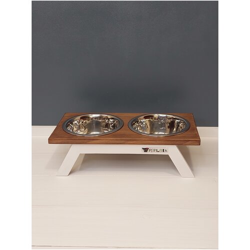 Миска для кошек и собак на подставке 2шт. по 200мл. Pepilota Сфинкс высотой 7см. ц. Дарк-Уайт