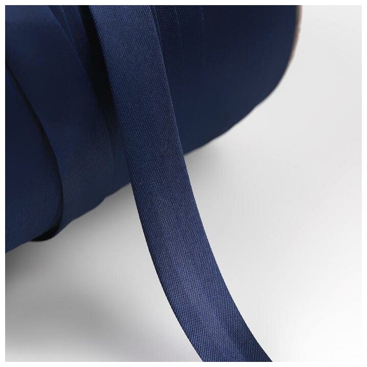 Косая бейка атласная, 15 мм × 132 м, цвет синий F227 - фотография № 2