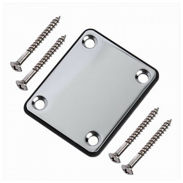 Крепление грифа с накладкой и саморезами Musiclily M188 chrome neckplate хром